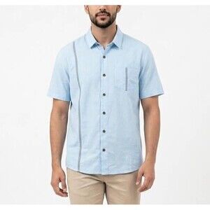 Men's Solid Light Blue Short-Sleeve Shirt Size Medium Cotton NWOT